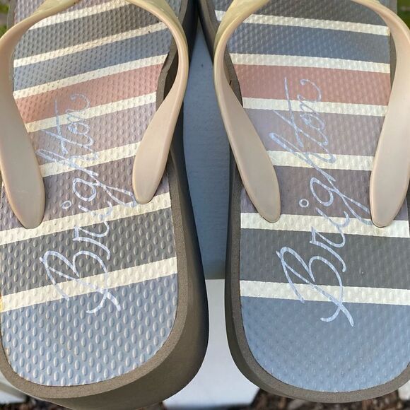 🩴BRIGHTON PLATFORM FLIP FLOP Shoes Sz 7 in peach/grey/cream.  Excellent Conditi - Picture 9 of 9